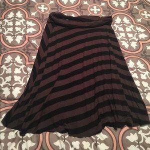 Olive Green and Black Striped Skirt